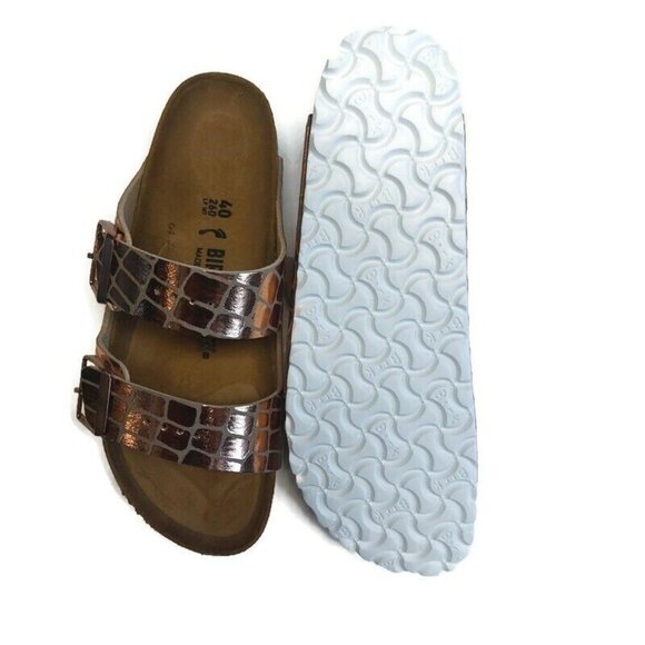 Birkenstock Arizona BS Sandals Womens Size 9-9.5 NARROW Fit Gator Gleam Copper - Picture 8 of 10